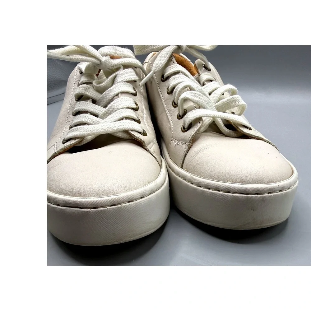 Born Mira Cream Leather Platform Sneakers Low Top Shoes BR0054301 Womens 6.5M